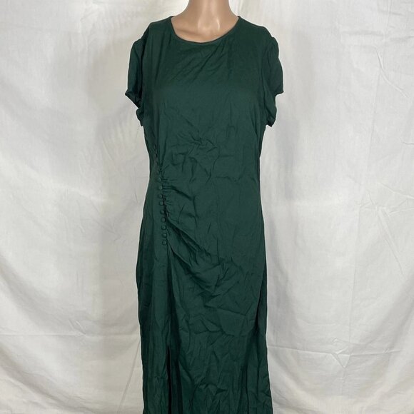 NEW REFORMATION Women’s Frasier Short Sleeve Midi Dress Green Size 12 - Picture 1 of 7